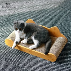 喵仙兒實(shí)木瓦楞紙床貓抓板U型床貓玩具可OEM/ODM代工