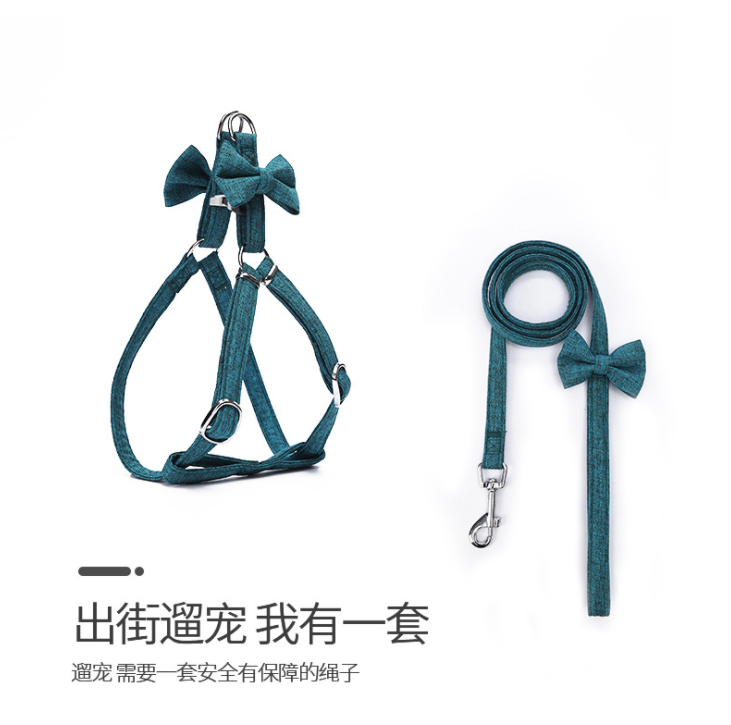 單色蝴蝶結(jié)寵物牽引繩狗狗牽引器