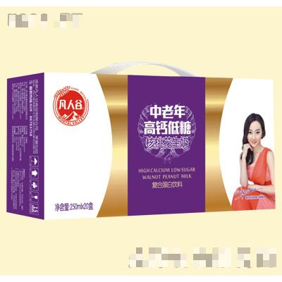 凡人谷中老年高鈣低糖核桃花生奶250mlx20盒