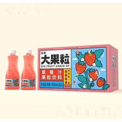 國(guó)傲大果粒芒草莓汁果粒飲料400mlX15瓶