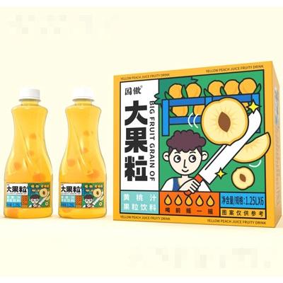 國(guó)傲大果粒黃桃汁果粒飲料1.25LX6瓶