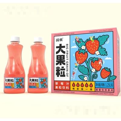 國(guó)傲大果粒草莓汁果粒飲料1.25LX6瓶