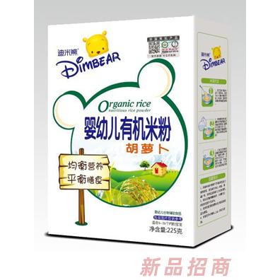 迪米熊胡蘿卜強(qiáng)化鐵鋅鈣益生元原味嬰幼兒有機(jī)米粉盒裝