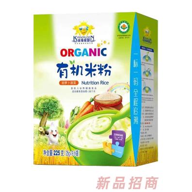 金盾愛(ài)嬰胡蘿卜蔬菜益生元鈣鐵鋅有機(jī)米粉盒裝225g