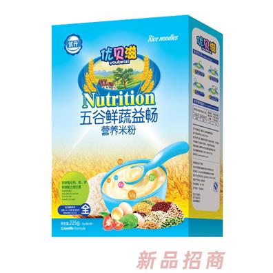 優(yōu)貝滋五谷鮮蔬DHA益生元鈣鐵鋅胡蘿卜果蔬番茄益暢營(yíng)養(yǎng)米粉盒裝