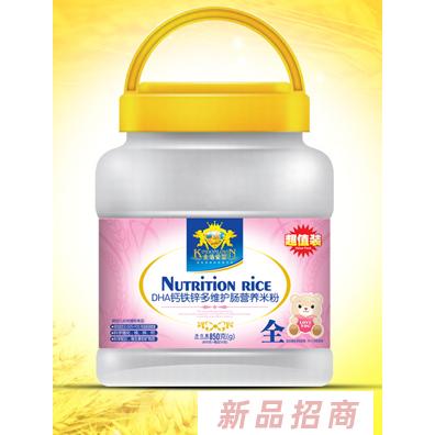 金盾愛(ài)嬰益生元腹瀉期專用米粉-DHA鈣鐵鋅多維護(hù)腸淮山薏米野山核桃玉米粗糧米粉850g
