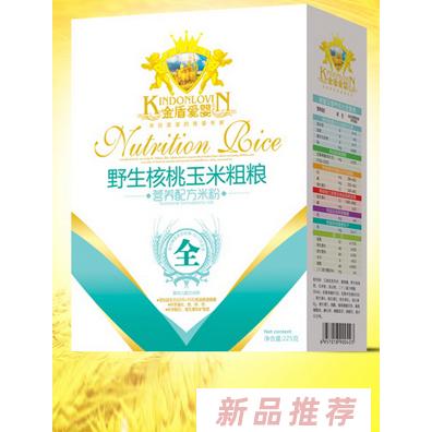 金盾愛(ài)嬰野生核桃玉米粗糧雞肉高蛋白鐵鋅鈣蛋黃DHA胡蘿卜五谷燕麥益腸益生元健胃配方米粉225g