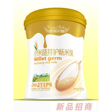 金諾貝嬰小米胚芽護(hù)暢米乳DHA益生元護(hù)暢強(qiáng)化鈣鐵鋅水果多維益生菌罐裝460g