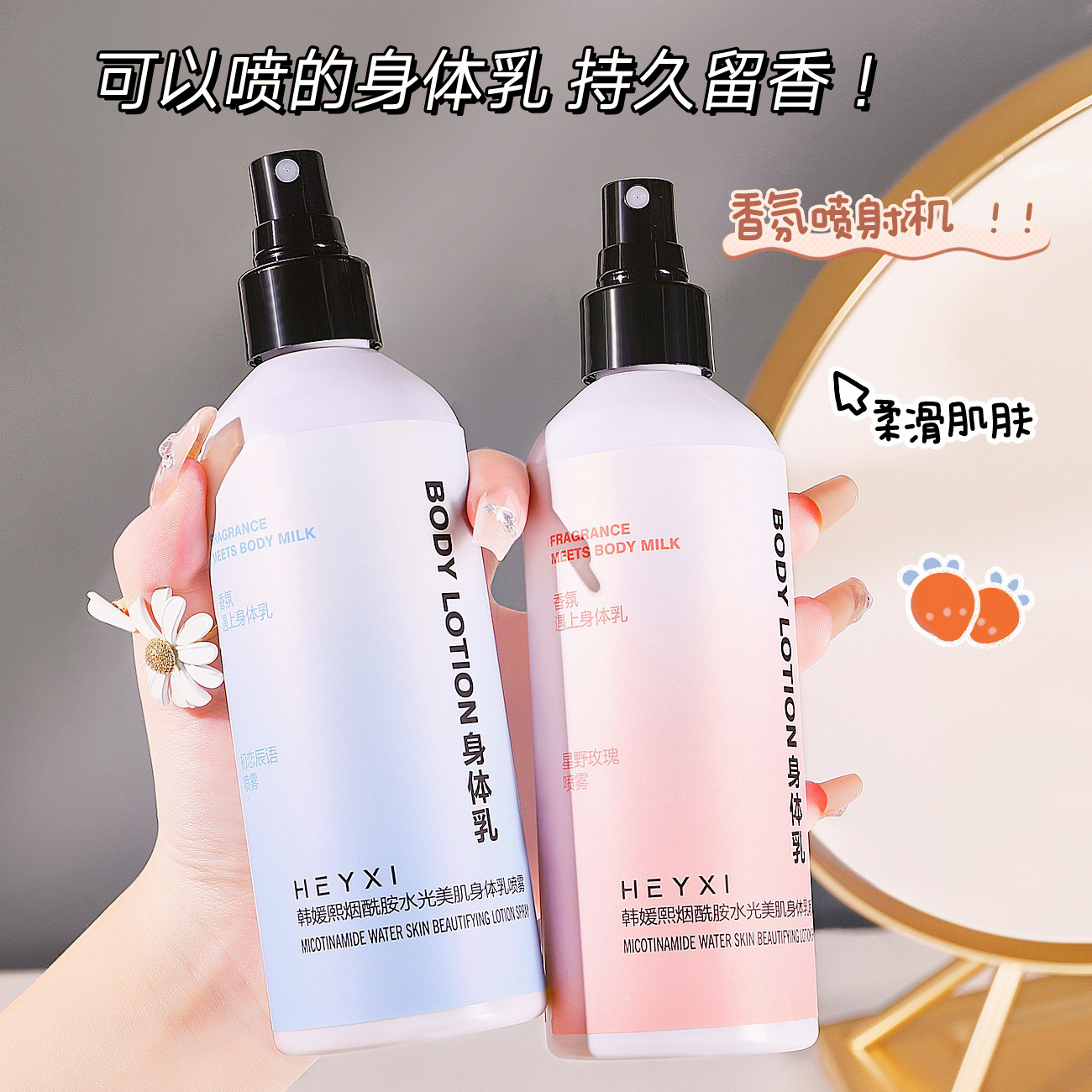 HEYXI韓媛熙氨基酸香氛身體乳噴霧保濕滋潤(rùn)潤(rùn)膚乳全身香水身體乳OEM代加工