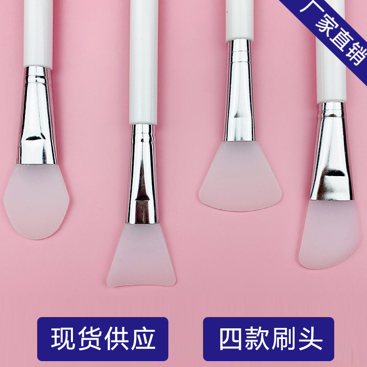 白色多種刷頭面膜刷硅膠面膜刷軟毛刷OEM代工廠(chǎng)