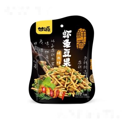 甘源75G烤肉味蝦條豆果休閑炒貨零食