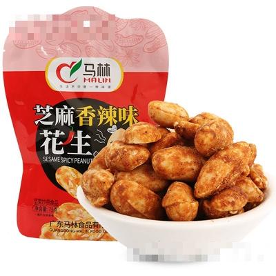 馬林食品香辣味花生袋裝75克堅(jiān)果炒貨食品